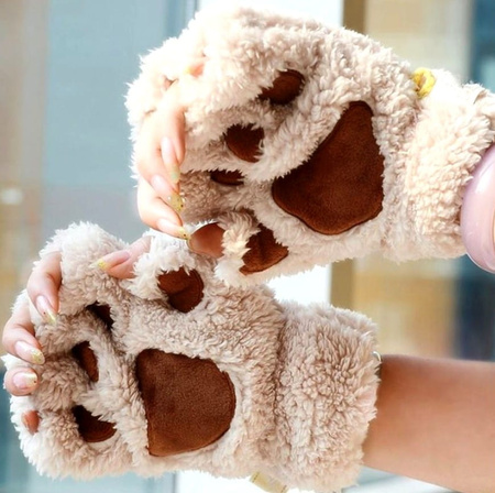 Mănuși de iarnă de damă cu labe de pluș