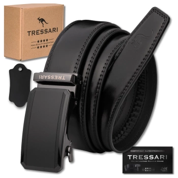 Curea automata barbati pentru pantaloni, 115 cm, neagra, piele naturala TRESSARI
