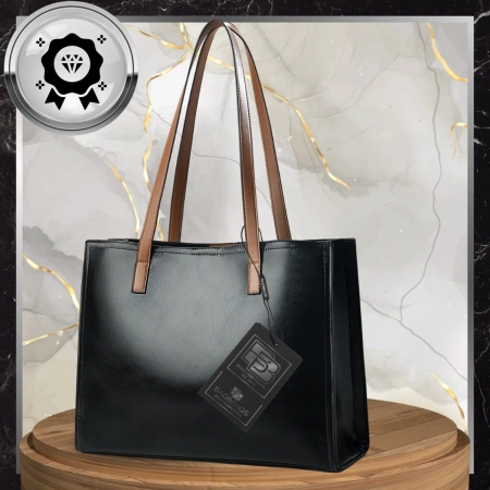 BAD&BAGS geantă de mână din piele pentru femei, cumpărător clasic din piele lăcuită neagră