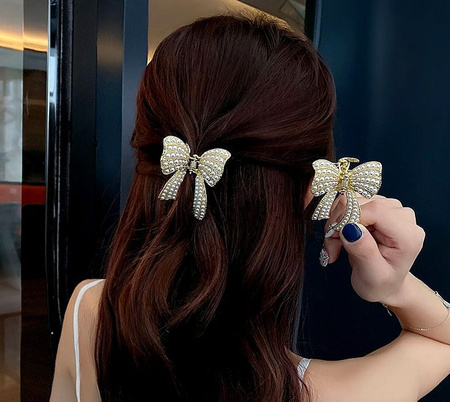 Bandă de păr perlat, fluture perlat, păr alb, strasuri