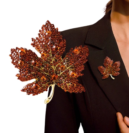 Frunză de arțar roșu zirconiu broșă elegant pin frunze