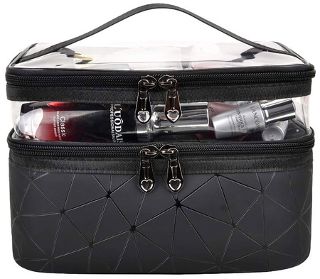 Geanta cosmetica suspendata, neagra, impermeabila, mare, transparenta