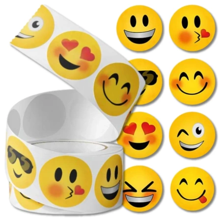 Autocolante emoji colorate pe o rolă de 500 buc. Emoticons DIY pentru copii
