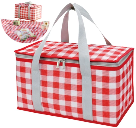 LUNCH BOX pungă termică mare pentru depozitarea alimentelor cu design în carouri