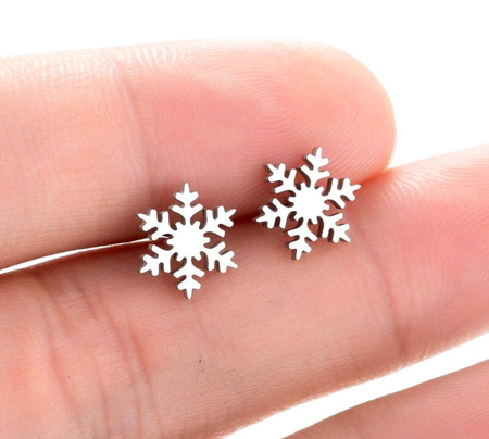 Cercei mici din argint, oțel chirurgical, fulg de nea