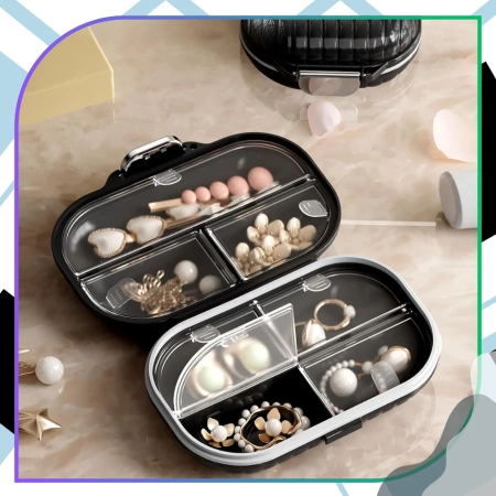 Cutie, geantă, organizator pentru medicamente, 7 zile, negru elegant