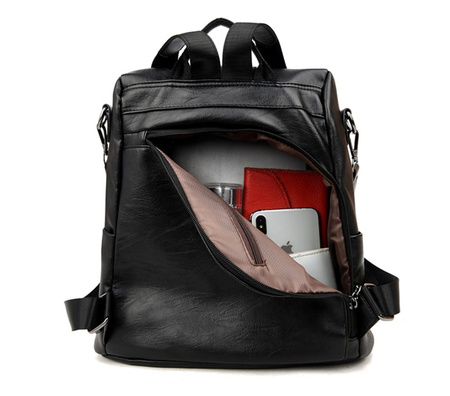 Rucsac elegant de dama din piele neagra pentru scoala