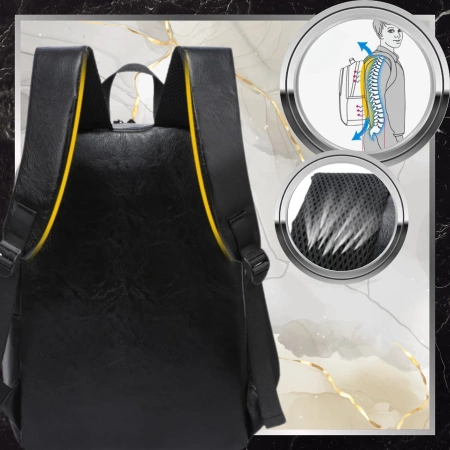 Rucsac negru de călătorie City USB BAD&BAGS Piele Impermeabil