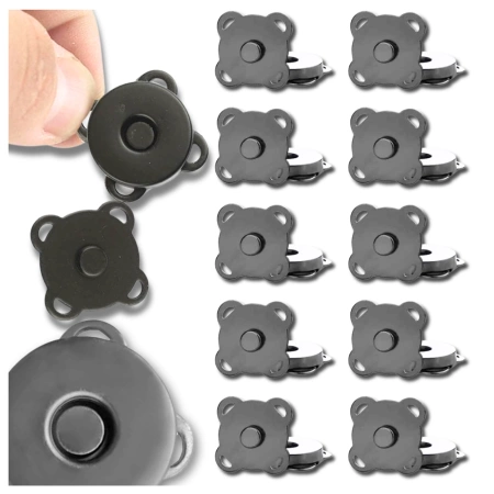 Închidere cu buton magnetic, 10 buc, metal negru