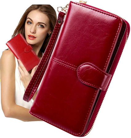 Portofel de damă mare, spațios, decorativ din piele