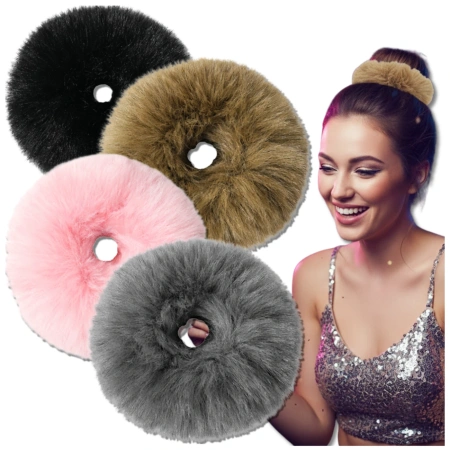 Bandă pufoasă SCRUNCHIE pentru păr, ușoară, 4 buc., diverse culori