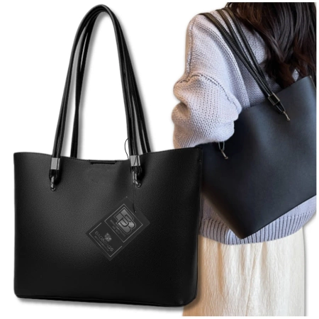 BAD&BAGS geanta shopper din piele de dama clasica neagra