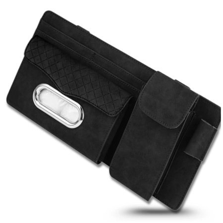 Organizator auto parasolar din piele neagră