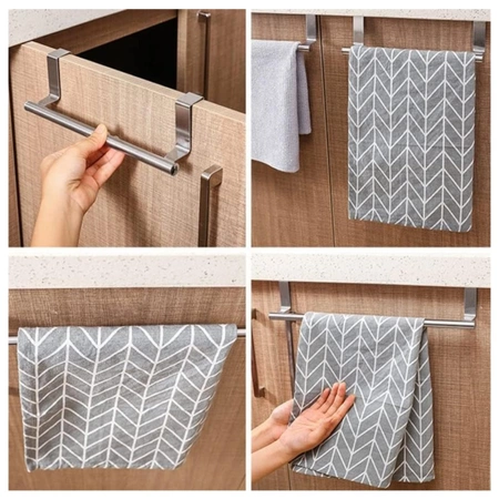 Hangers 2pc pentru bucătărie dulap baie ușă prosop feroviar argint