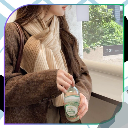 Eșarfă de damă pentru iarnă, călduroasă, bicoloră, bej