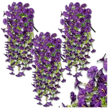 Agățat flori decorative ghirlanda artificială 3 buc mov