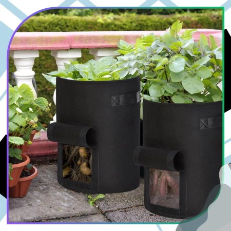 Set saci mare de 3 saci ghiveci pentru plantare legume 35x30 cm