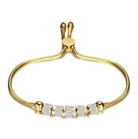 Bratara eleganta din otel chirurgical auriu cu zirconi