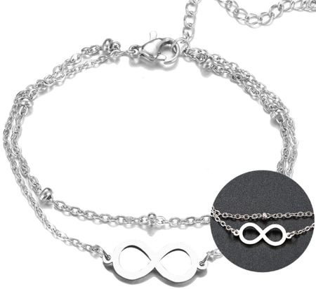 Bratara infinit de argint, otel chirurgical, cifra opt