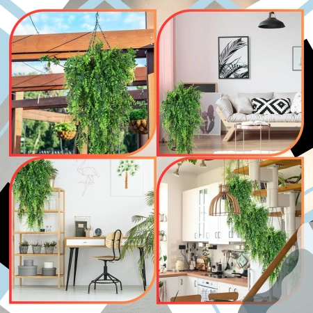 Feriga artificiala set de 2 flori verzi decor suspendat 82 cm