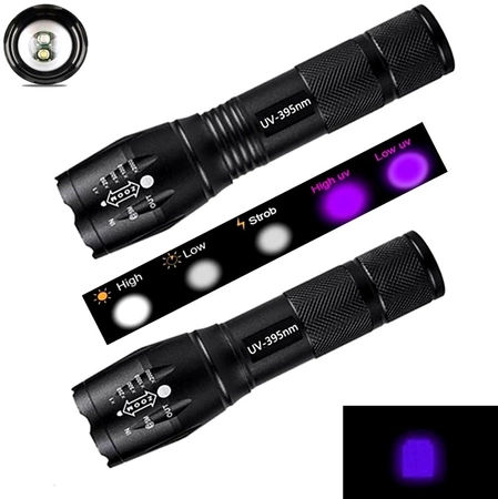 Mini lanterna 2in1 detector UV detector aluminiu rezistent la apa