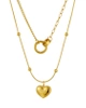 Colier din aur, oțel chirurgical dublu, inele inimioare placate cu aur