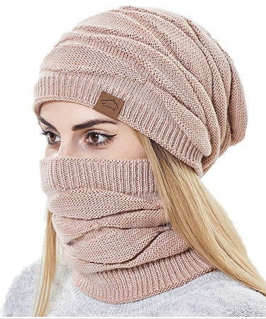Set căciulă termopan + eșarfă tunel de damă