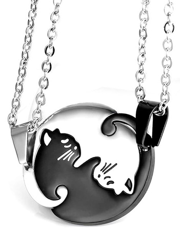 BEST FRIENDS colier din oțel chirurgical pentru cupluri Cat Cats