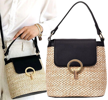 Geantă de umăr retro boho din paie