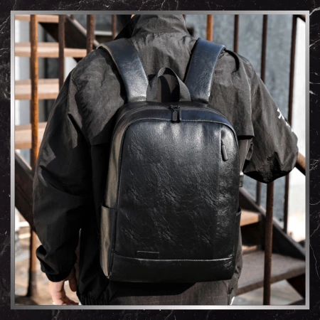 Rucsac negru de călătorie City USB BAD&BAGS Piele Impermeabil