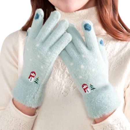 Mănuși calde de iarnă pentru femei, brodate cu model de Crăciun