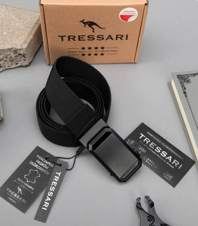 TRESSARI centura elastica neagra cu catarama automata