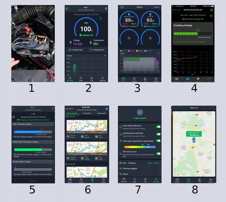 Tester baterie și alternator, cu GPS, aplicație Android iOS