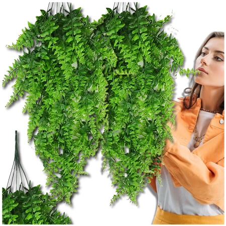 Feriga artificiala set de 2 flori verzi decor suspendat 82 cm