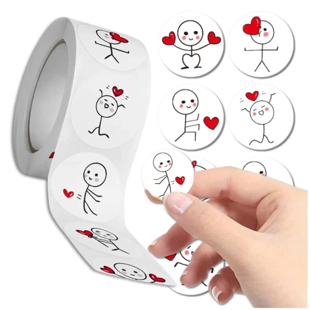 Autocolante pe rola 500 buc. DIY inima om pentru copii colorat