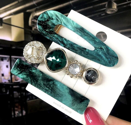 SET BARIERĂ DE PĂR, CAPAC MARE AUR, ZIRCONIA PERLA, 3 BUC.