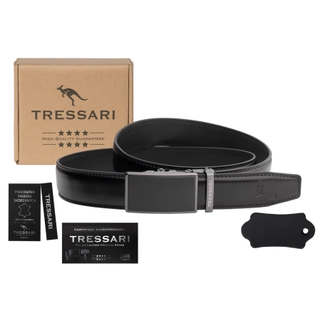 Curea barbati neagra automata, 125 cm, pentru pantaloni, piele naturala TRESSARI