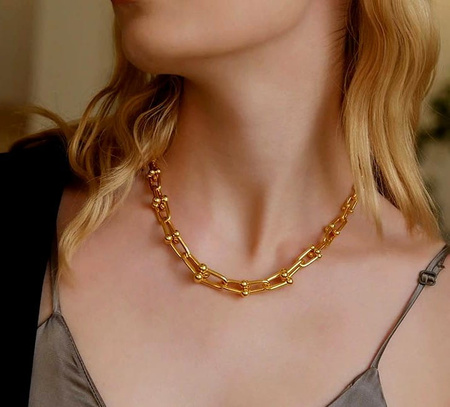 Colier de damă punk cu lanț de aur