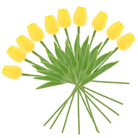 Buchet de lalele artificiale din 10 flori decorative galbene
