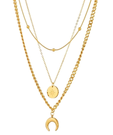 Colier luna de aur, otel chirurgical, lant triplu