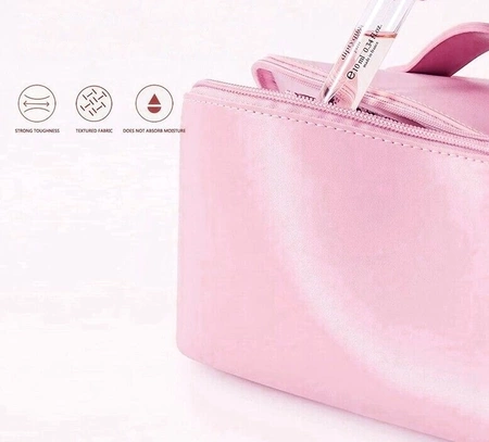 Organizator elegant pentru geanta cosmetica din piele ecologica, roz pal