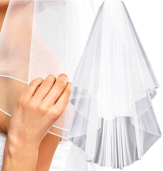 Pentru par Voal de nunta alb lung 76 cm cu bordura din tul