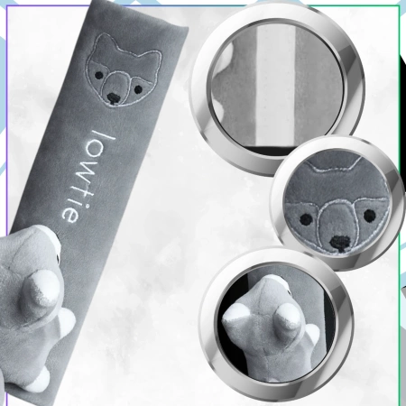 Husă de centură de siguranță din pluș de vulpe gri pentru copii