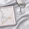 Colier lung de aur, oțel chirurgical elegant, soare și lună