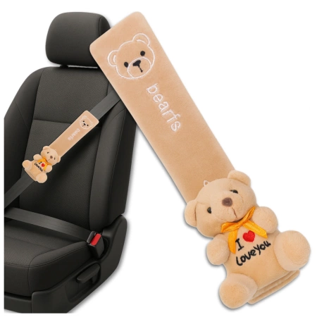 Husă pentru centura de siguranță, ursuleț decorativ pentru copii
