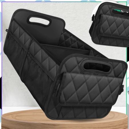 Organizator pliabil pentru portbagaj auto cu buzunare matlasate