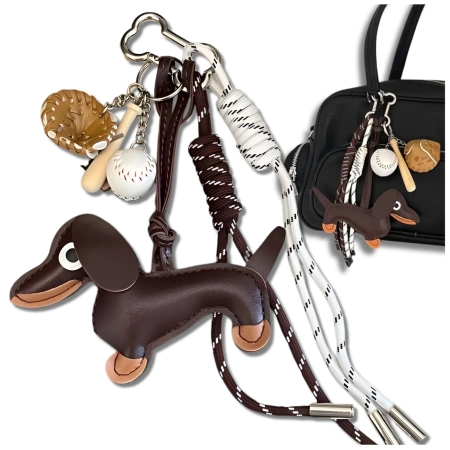Breloc geantă breloc pandantiv dachshund baseball set
