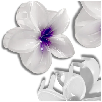 Agrafă de păr cu flori de plumeria cu falcă violet