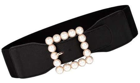 Curea elastică lată de cauciuc cu perle