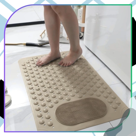 Covoraș de baie antiderapant pentru duș, pentru baie, 69x36 cm, bej, cu masaj